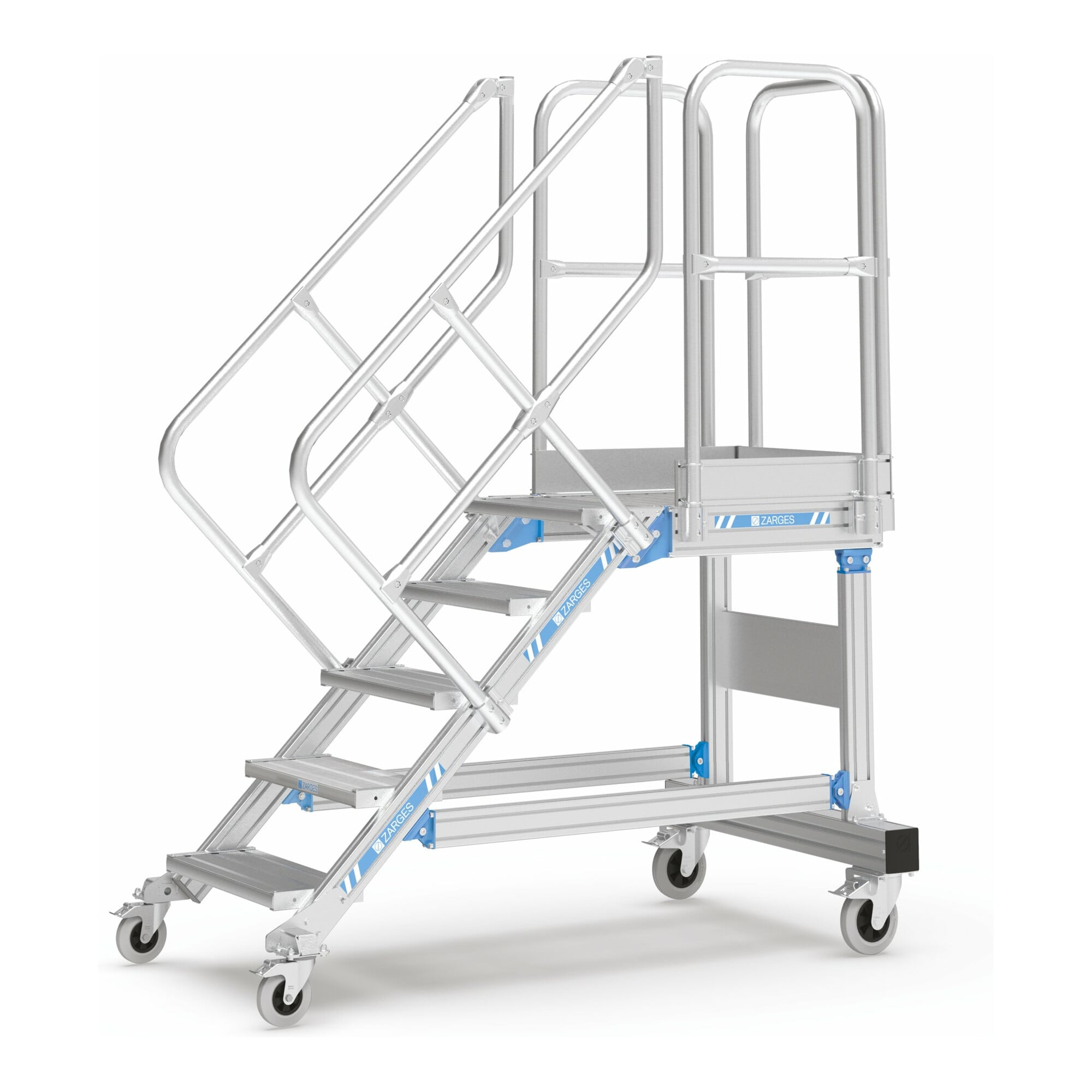 ZARGES Plattformtreppe fahrbar 45° 20 Stufen, 600 mm x 4.51 m 45 Grad breite 800 mm