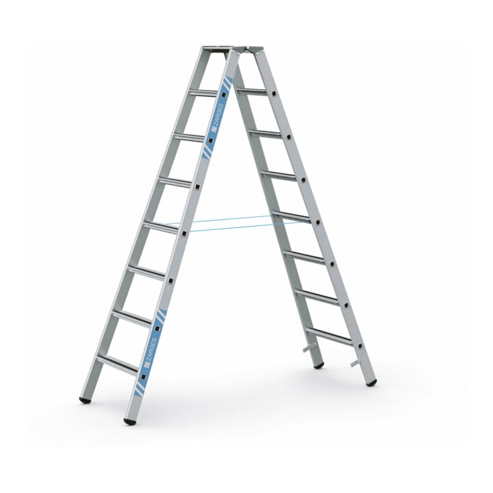 Set ZARGES Saferstep B - LM-Stufen-Stehleiter 2 x 8 Stufen + Eimerhaken verz. f.Sprossenleitern