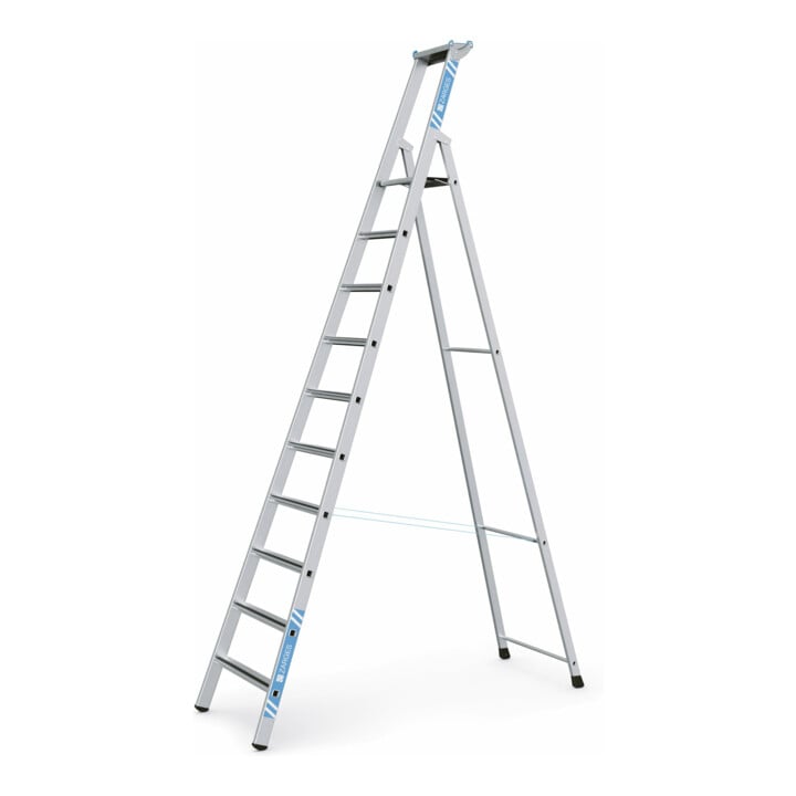 Set ZARGES Saferstep S - LM-Stufen-Stehleiter 10 Stufen + Eimerhaken verz. f.Sprossenleitern