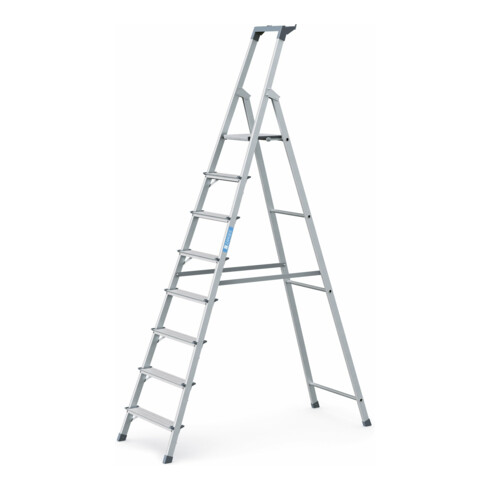 ZARGES Stufenstehleiter Alu 8Stufen 1seitig Plattform-H1700mm 7.1kg eloxHolme