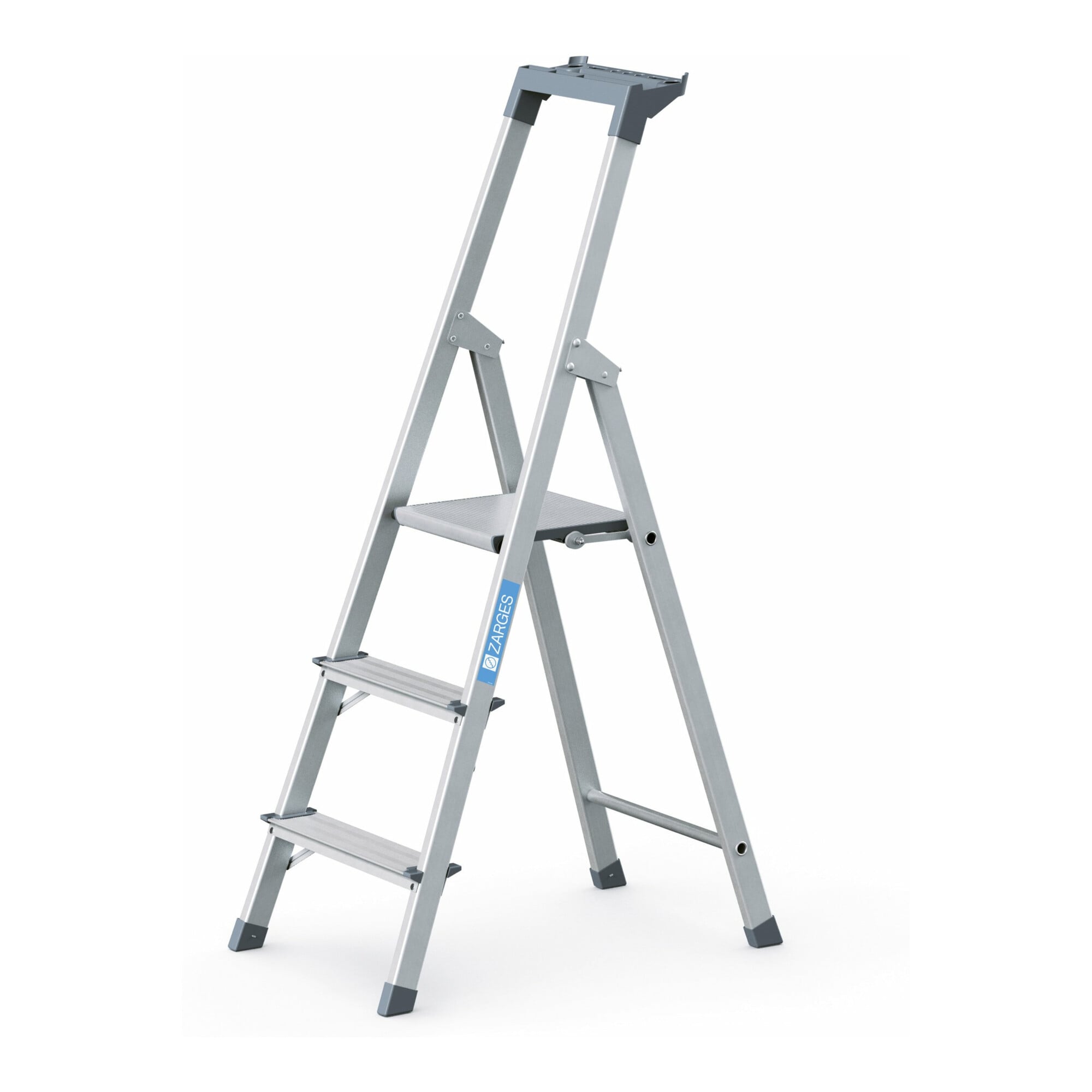 ZARGES Stufenstehleiter Aluufen 1seitig Plattform-H590mm 2.8kg eloxHolme