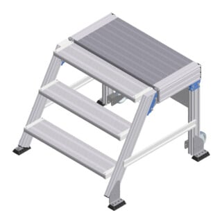 ZARGES Treppenpodest fahrbar 60° 3 Stufen, 800 mm breit, Höhe 0.75 m