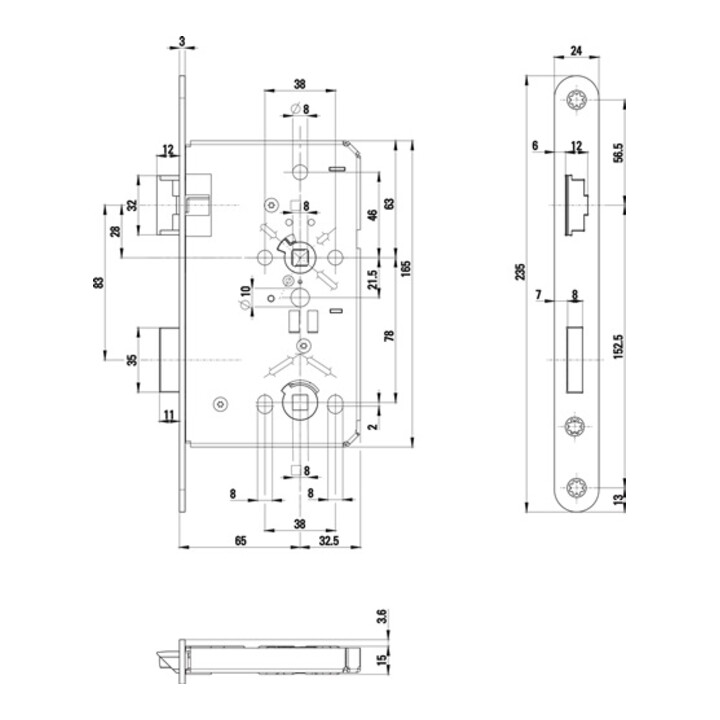 ZT-Einsteckschl.0515 BAD 24/ 60/78/8mm DIN R silber rd Kl 3 Zinkdruckgruss BKS