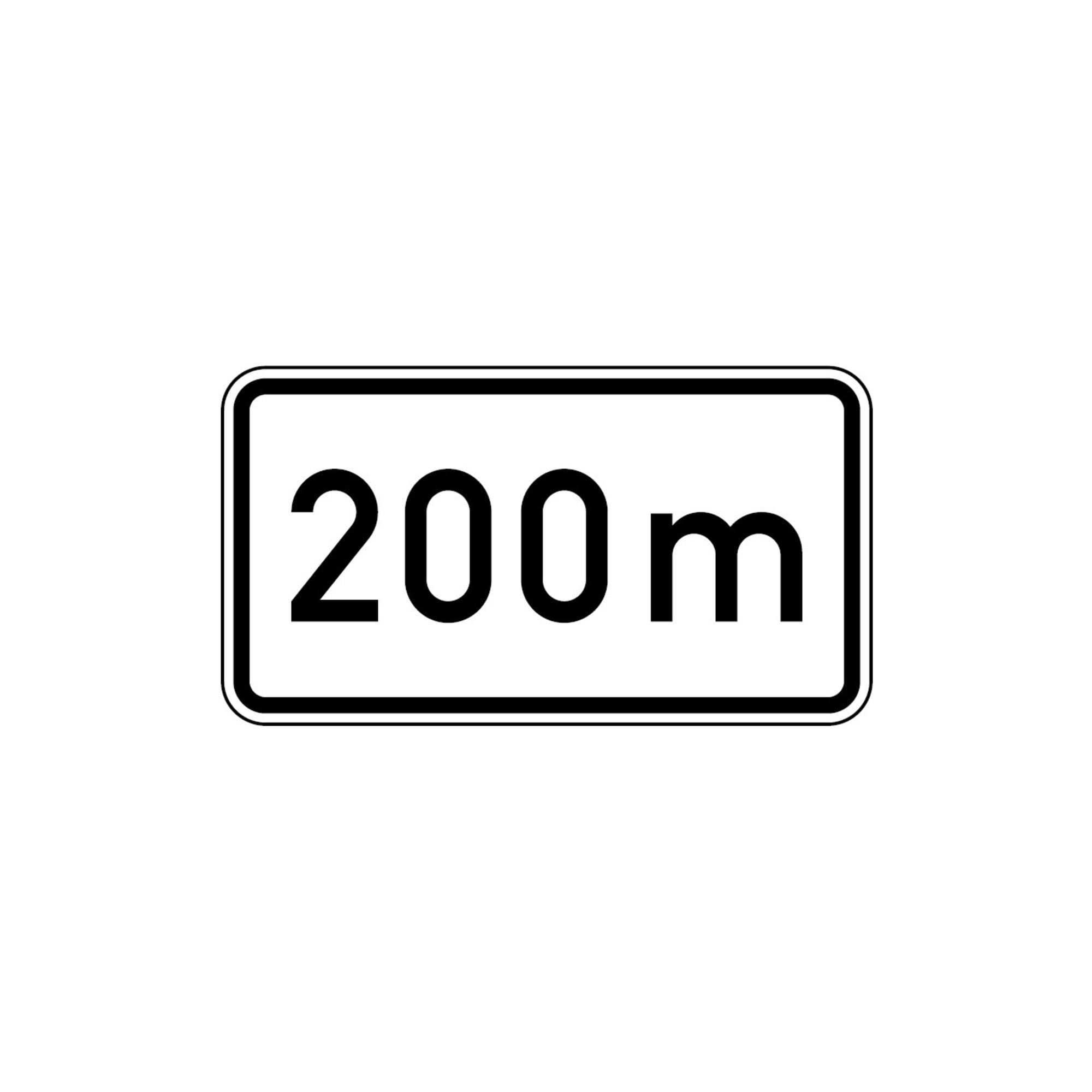 Zusatzschild 1004, 330x600mm Text: 200m RAL-Gütezeichen Folie RA2 ; ADCO