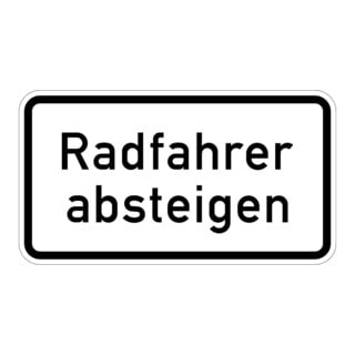 Zusatzschild 1012-32, 330x600mm Radfahrer absteigen RAL-Gütezeichen Folie RA1