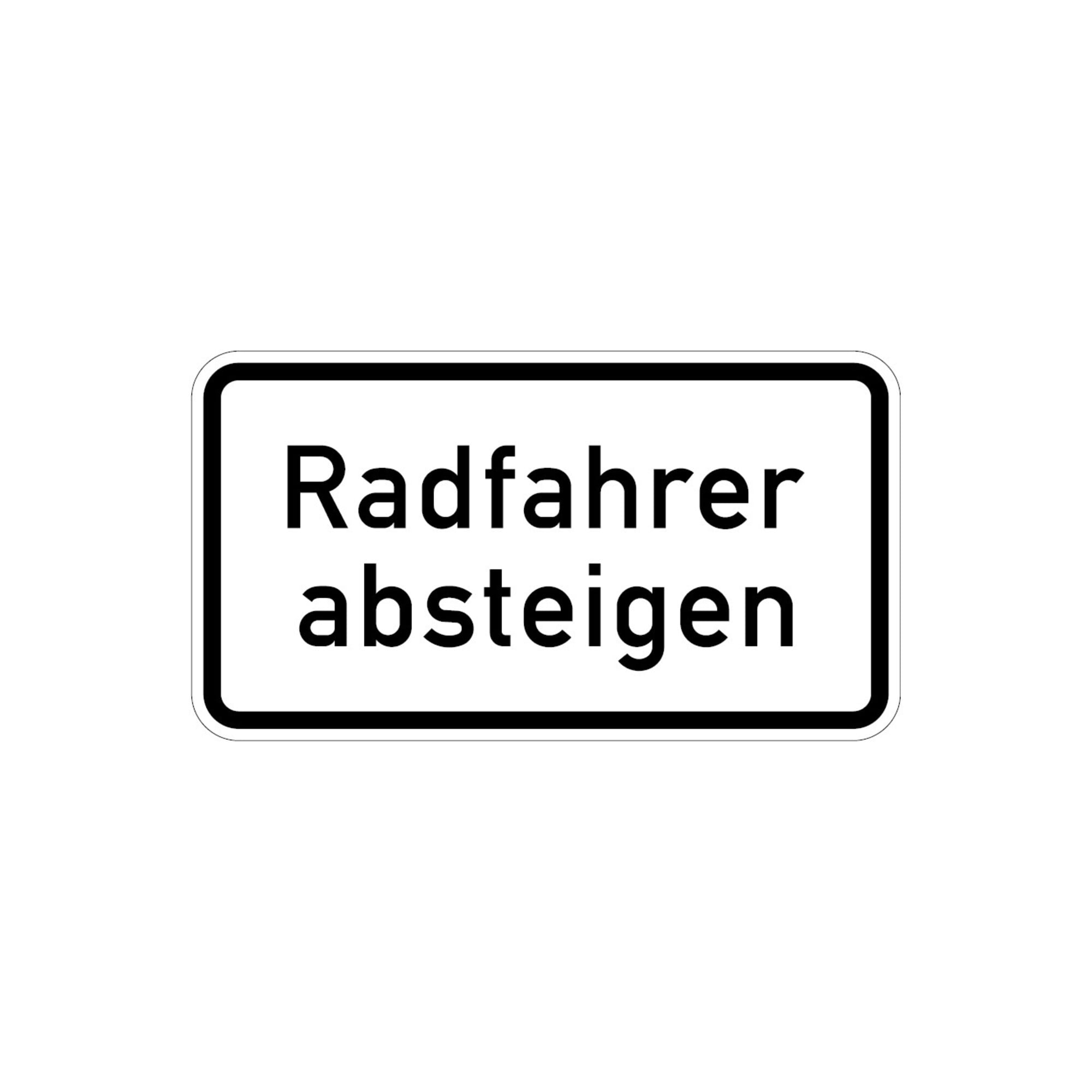 Zusatzschild 1012-32, 330x600mm Radfahrer absteigen RAL-Gütezeichen Folie RA1 ; ADCO